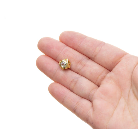 Large Hole Gold Or Silver Polygon Spacer Bead,10mm Gold Pave CZ Spacer Slider Bead,Multi sided Spacer Bead For Jewelry Making,SPG-SPS135