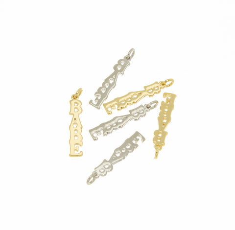 Gold or Silver BABE charm, Dainty Wording Charm Babe,Silver Babe Word Charm,CPG044,CPS044
