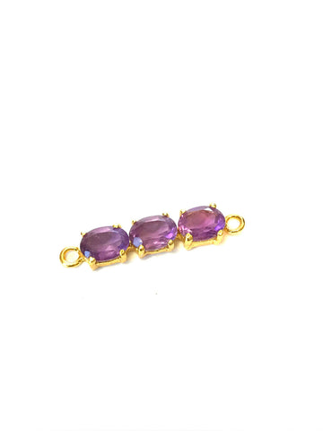 Natural faceted amethyst oval link