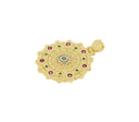 Gold Evil Eye Colorful cz Embellished Pendant,Intricate Gold Geometric Charm, 25mm Round Pendant, Decorative Floral Pendant, CPG118