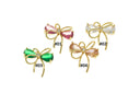 Gold Ribbon Tie CZ Charm,Minimalist Ribbon Bow Tie Charm,Timeless Ribbon Bow Tie Charm For Jewelry Making,CPG2061