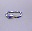 Navy/Gold Enamel 11x25mm Large Candy Cane Carabiner lock, Screw Clasp, Screw on Clasp,  CLG082