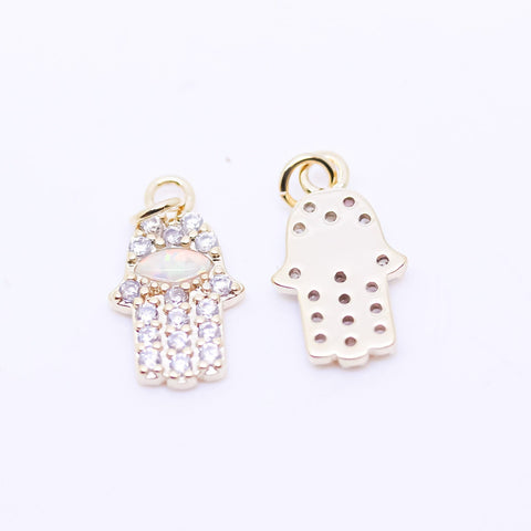 Gold or silver Opal Hamsa hand charm, Opal hand charm, Opal hamsa hand charm, 18x9mm, 1 pc or 10 pcs, WHOLESALE,CPG332-CPS332