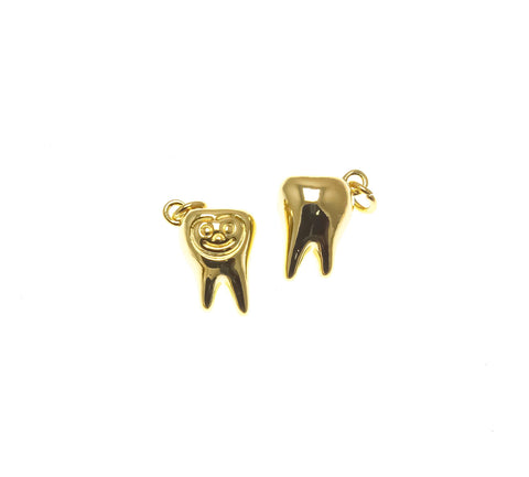 18k Smiling Gold Tooth Charm, Tooth Pendant, Teeth Charms, Tooth Pendant, Unique minimalist jewelry, Charms for dentists CPG2296,CPS2296