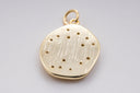 Gold Blue Opal Starburst cz pendant, 16x18mm, Organic Oval shape Charm, Opal jewelry, CPG329