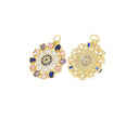 Gold Evil Eye Star Flower Pendant,Circle Evil Eye Amulet Star CZ Charm,Gold Star Multi Color Stone Charm,Jewelry Making Supply,CPG759