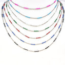 Delicate Gold Bead & Multicolor Enamel Accent Chain Necklace, NLG1041