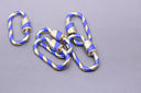 Navy/Gold Enamel 11x25mm Large Candy Cane Carabiner lock, Screw Clasp, Screw on Clasp,  CLG082