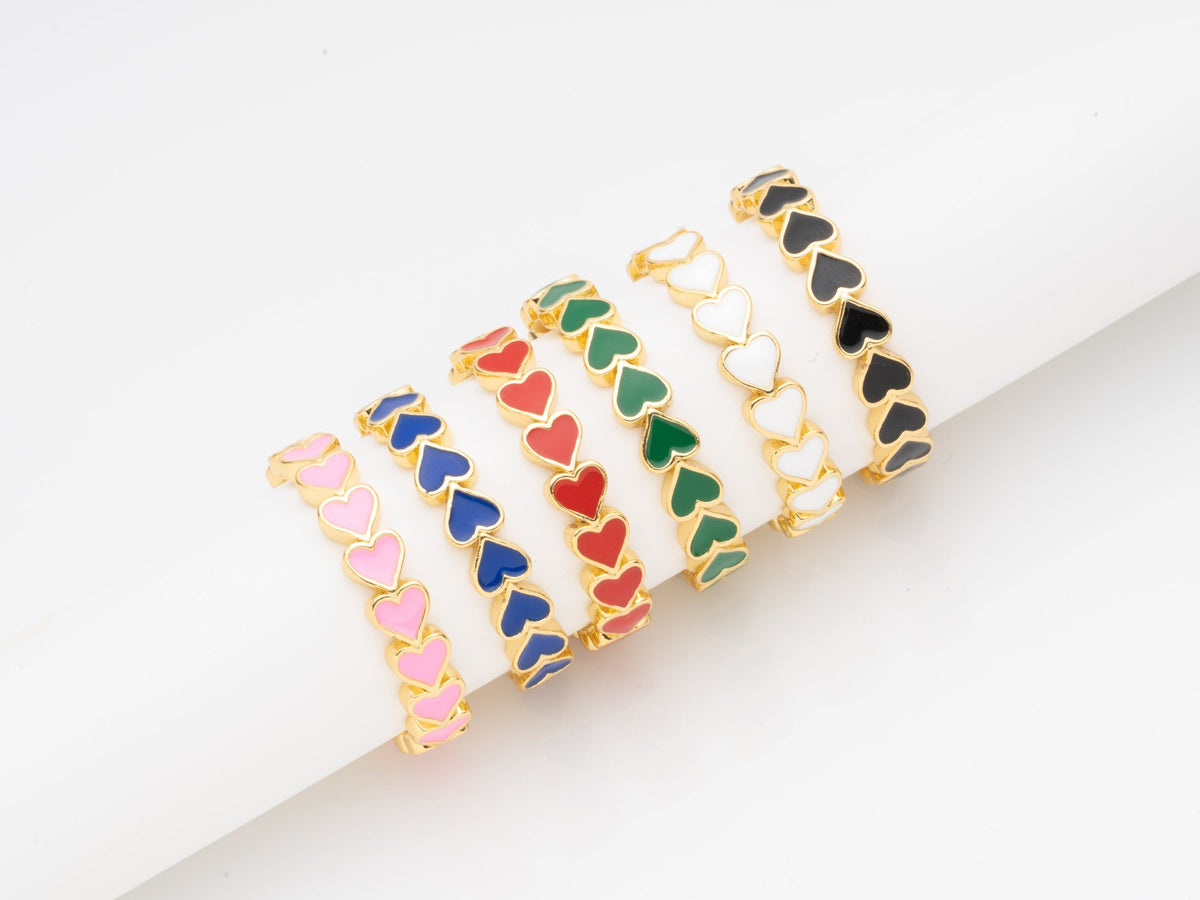 Colorful Gold Enamel Heart Ring, adjustable heart ring, friendship rings, stackable ring, minimalist, ring for layering, RGG001