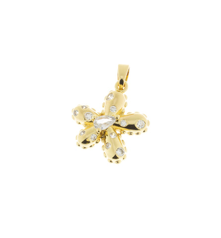Dainty Gold Pave Flower Charm,CZ Pave Flower Charm,Daisy Flower Charm,Gold Flower Pendant With CZ,1 pc,5 pcs Or 10pcs,WHOLESALE,CPG304