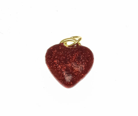18k Gold Enamel Chery Red Heart Charm, Gold Heart charm, Minimalist Gold Heart charm, Dainty Heart Charm, CPG2343