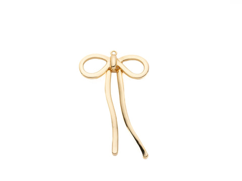 Gold or Silver Giant Bow Pendant, Ribbon Pendant, 18k Gold Plated Ribbon Knot Charm, for Necklace or Earring Making, CPG2064, CPS2064