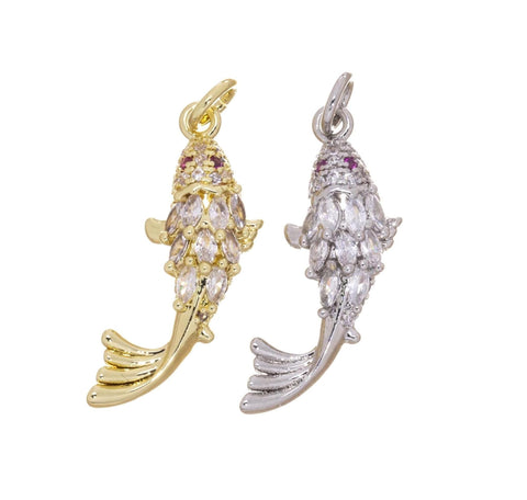 Gold Or Silver Pave Whale Charm,Whale Charm For Necklace Or Earrings,Gold Sealife Lovers Charm,Nautical Charm,CPG-CPS1009