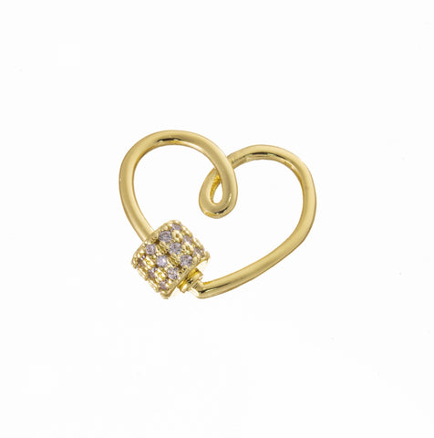 Small CZ Heart Lobster Carabiner Screw Clasp,Pave Heart Clasp For Necklace And Bracelet,CLG168