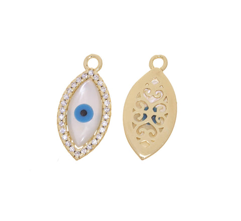 Evil Eye Amulet Charm,MOP Evil Eye Charm,CZ Evil Eye Protection Charm,Evil Eye For Necklace Or Earrings,Turkish Nazar Evil Eye Charm,CPG830