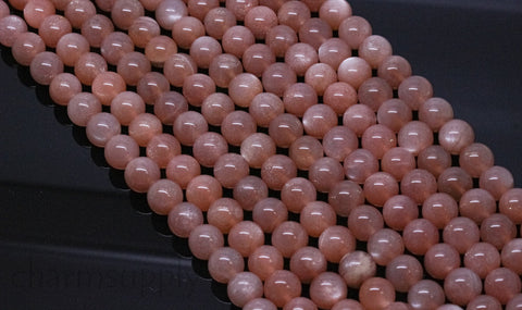 AAA Peach Moonstone Round Beads, 6mm, 8mm, 10mm, connection with the superior power, 15.5 inches, Full Strand, Wholesale, MS-1025,27,34