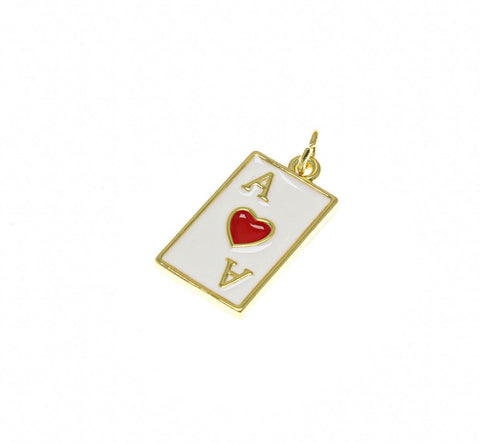 18k Gold Or Silver Ace of Hearts, Playing Cards Charm, Souvenir Gift Charm, casino lover Charm, lucky charm, Ace of Hearts, CPG2345, CPS2345