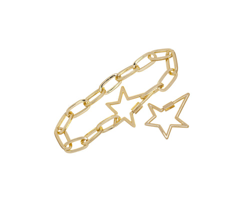 Gold Shooting Star Clasp With Screw,Carabiner Star Clasp,Large Star Enhancer Gold Clasp For Jewelry Making,Clasp For Chain Jewelry,CLG158
