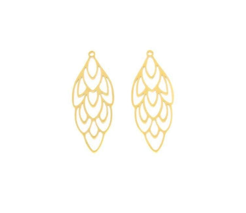 Water Proof, Tarnish Proof Gold Feather Charm, Boho Chic, Perfect for Necklace and layering, Great for Earrings SSPG016