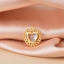 Gold Heart Dainty  Charm With Heart Cut CZ Used For Making Necklace Or Earring,CPG212