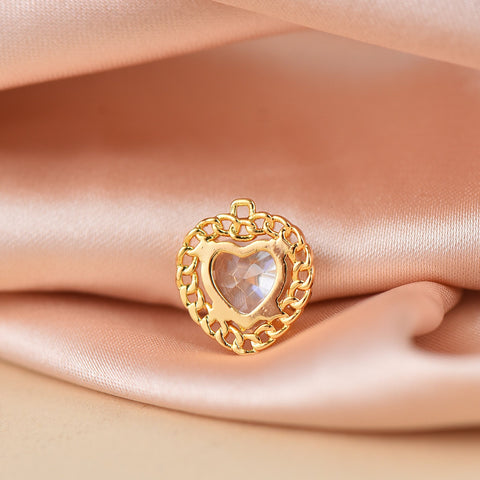 Gold Heart Dainty  Charm With Heart Cut CZ Used For Making Necklace Or Earring,CPG212