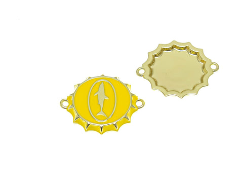 18k Gold Bottlecap Star or Shark Connector Charm, Bottlecap Connector Pendant, Great for Layering, Star or, Shark Medallion CPG1666, CPG1665
