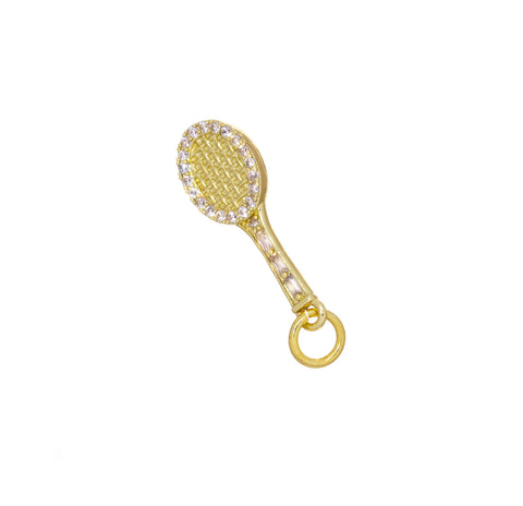 Gold Or Silver Tennis Racket Charms,Sporting Charms For Jewelry Making,Gift For Tennis Player And Lovers,CZ Tennis Racquets,CPG-CPS1648