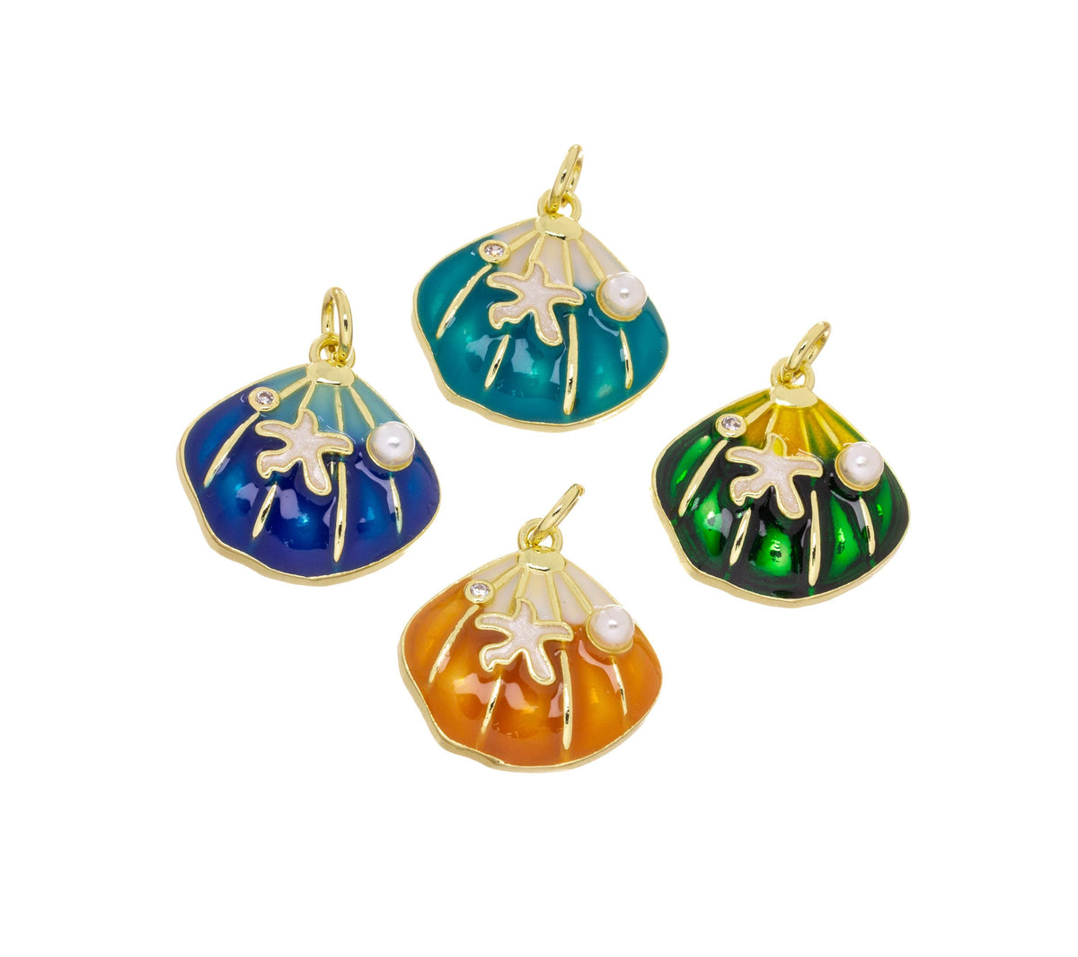 Sea Shell Clam Charm,Clam Charm With Pearl And Starfish,Sealife Starfish And Clam Charm,Nautical Sea life Charm For Jewelry Making,CPG2453