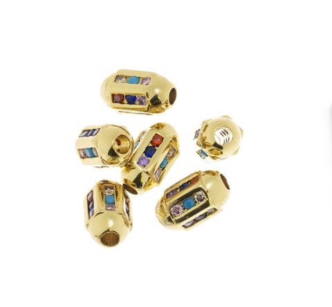 Tube Spacer Bead For Bracelet Or Necklace,CZ Gold Spacer Bead ,Large Hole Spacer Bead For Elastic Cord Or Chain Bracelet ,SPG010