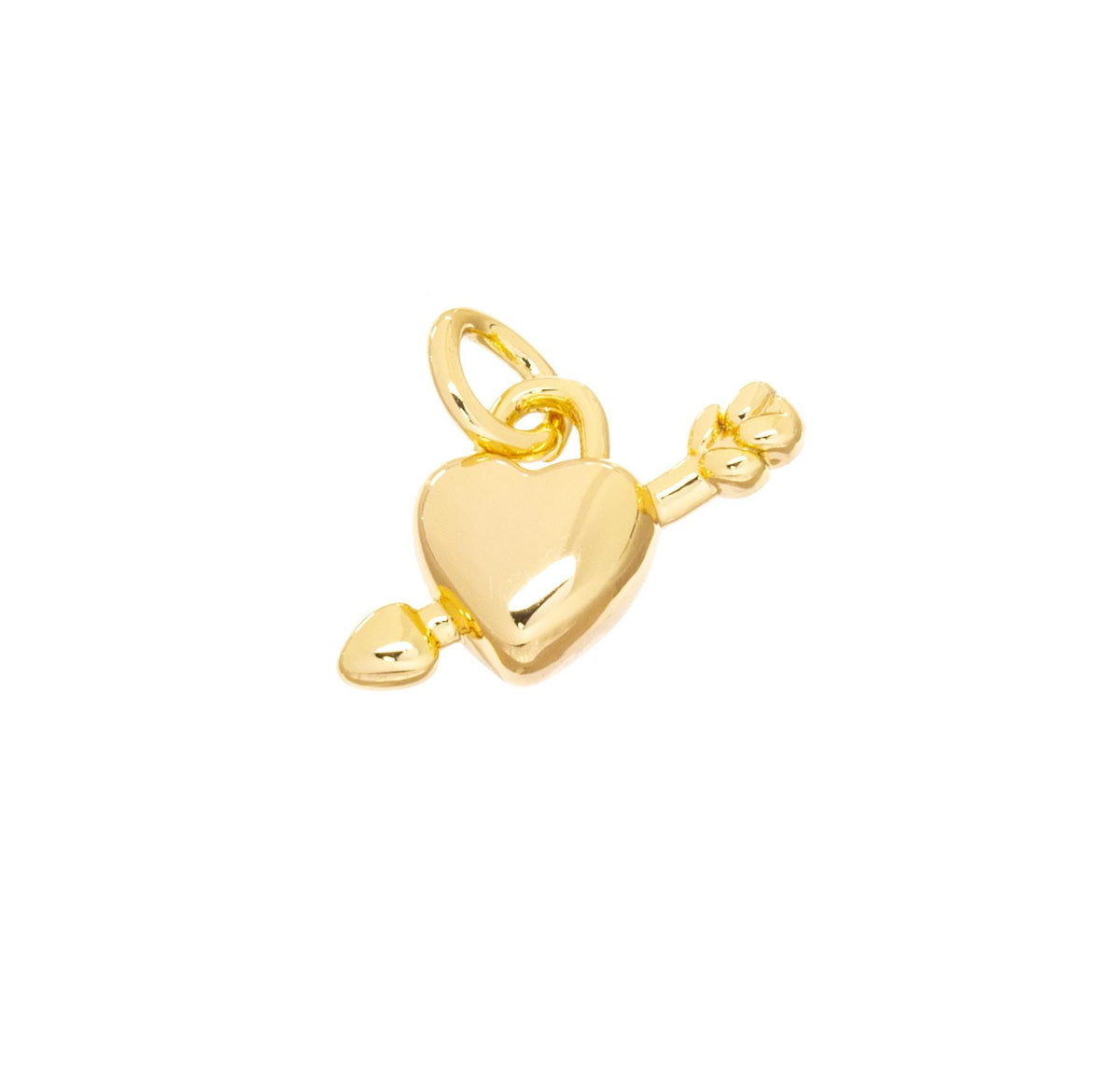 Tiny Heart And Arrow Charm,Two Sided Small Gold Heart Charm,Heart Charm For Jewelry Making,Love Sign Charm,CPG827