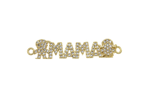 Boy And Girl With MAMA Charm For Bracelet,Gold Mama And Boy Girl Connector Charm,Mother’s Day Gift,Mama And Kids Pave CZ Charm,CNG046