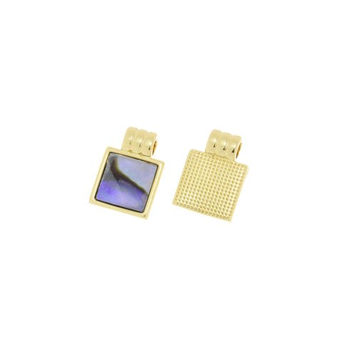 Abalone Gold Square Charm,Square Charm With Abalone,Dainty Geometric Charm, 1 pc,5 pcs Or 10pcs, WHOLESALE,CPG301
