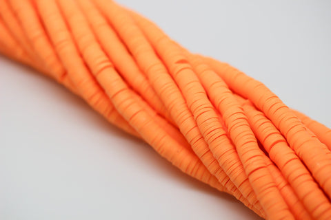 6mm Bright Orange Polymer Clay Wheel beads, FULL STRAND, WHOLESALE