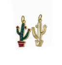 Cactus Desert Tree Charm In Planter,Cactus Tree Charm With Green And Red Enamel,Cactus Desert Tree Charm,Succulent Plant Lover Gift,CPG2483