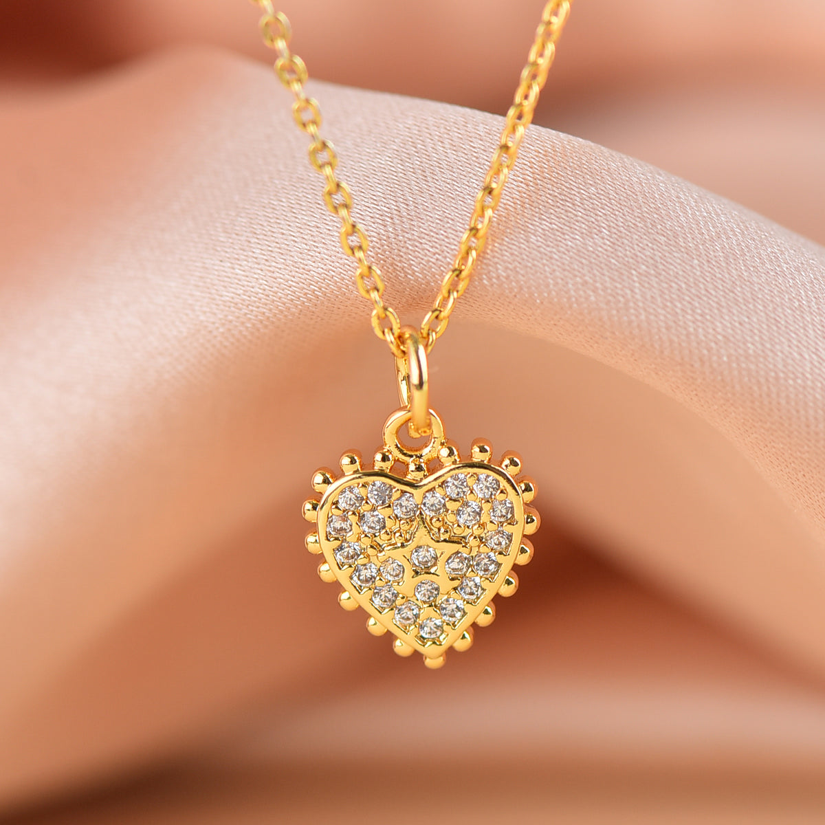Pave Pendant: Gold Heart Charm