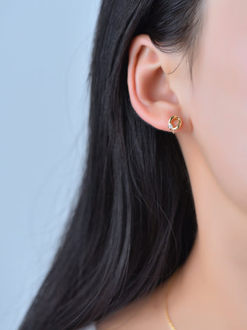 Earring Component (DIY) O Shaped with CZ Stone