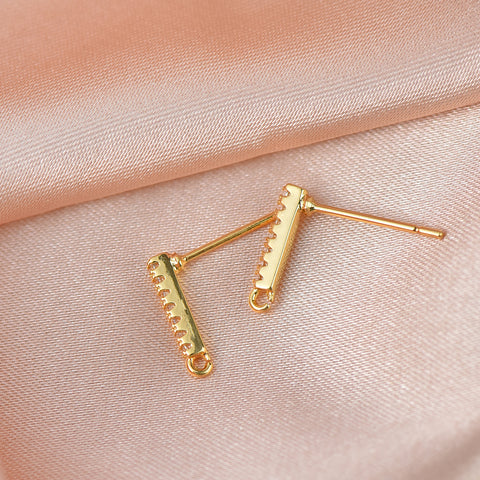Gold Plated Brass Finding CZ Stud Earrings (DIY)