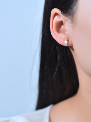 Gold Sterling Silver Opal Earrings