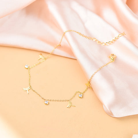 Gold-Plated Stainless-Steel Dragonfly Anklet