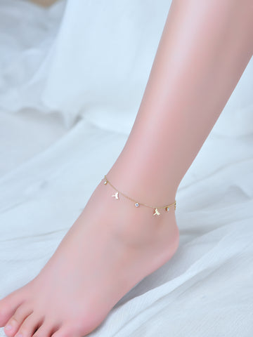 Gold-Plated Stainless-Steel Dragonfly Anklet