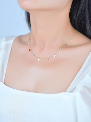 Gold-Plated Stainless-Steel Star Necklace