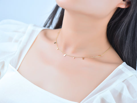 Gold-Plated Stainless-Steel Rectangle Necklace