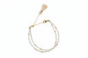 Double strands pearl nugget with metal accent bracelet