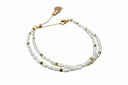 Double strands pearl nugget with metal accent bracelet