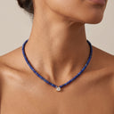 Gemstone Bead and Solitaire CZ Necklace, NLG1073