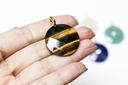 Faceted Round Gemstone with cz bezel embellishment GSF012