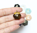Hexagon Gemstone Pendant with cz embellishments