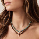Gemstone Bead and Solitaire CZ Necklace, NLG1073