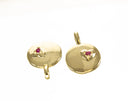 Gold Disc Charm With Heart . Round Charm With Heart ,Minimalist Gold Heart charm,Dainty Small Heart Charm, CPG026