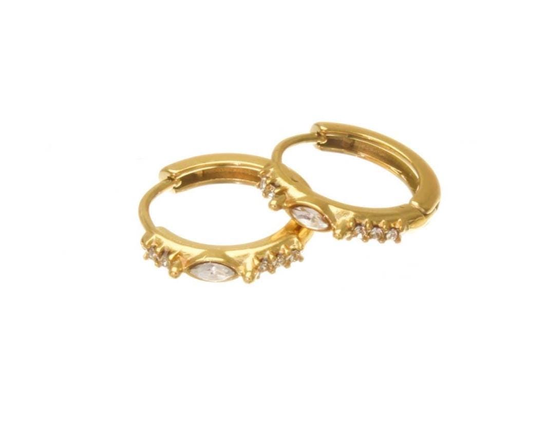 Stainless Steel Gold Evil Eyes huggie hoops, CZ Detail Small huggie hoops, Earring Hoops, Huggies, Earrings, SSERG04